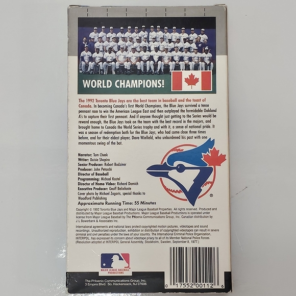 MLB 1992 Oh Canada The story of the 1992 World Champion Blue Jays VHS Tape - Picture 9 of 15